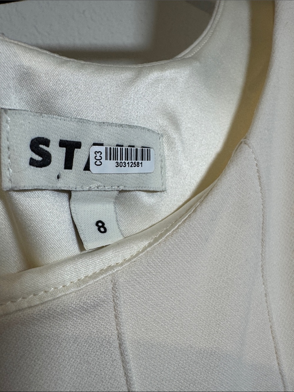 STAUD Charlotte Dress in Ecru Cream Scoop Neck A-Line Women's Size 8 - Picture 5 of 6